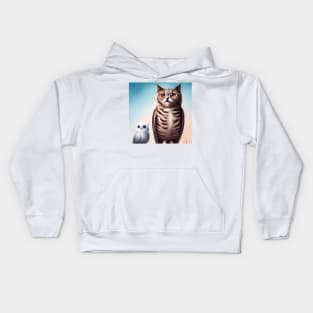 a Cat and an Owl | Cat & Owl | Animals | Gift for PetLovers | Coolest | Fun Kids Hoodie
